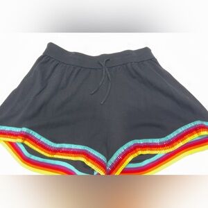 Black Rainbow Trim Women's Shorts